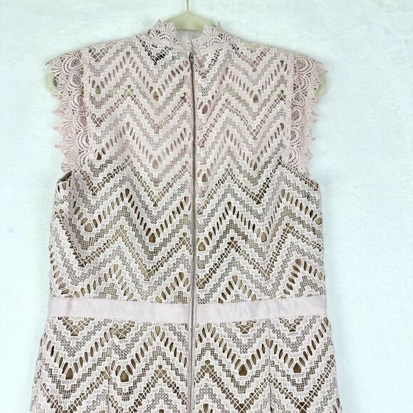 Bardot Imogen Lace Midi Dress Size 10 Pale Blush Cocktail Wedding Guest - Picture 9 of 12